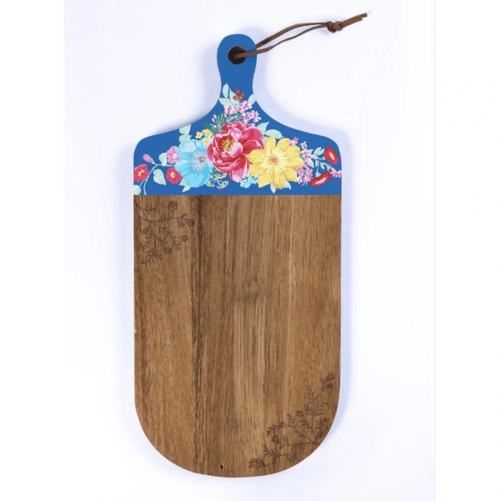 ACACIA Wooden Charcuterie Cutting Board by PIONEER WOMAN Blue - Picture 1 of 8